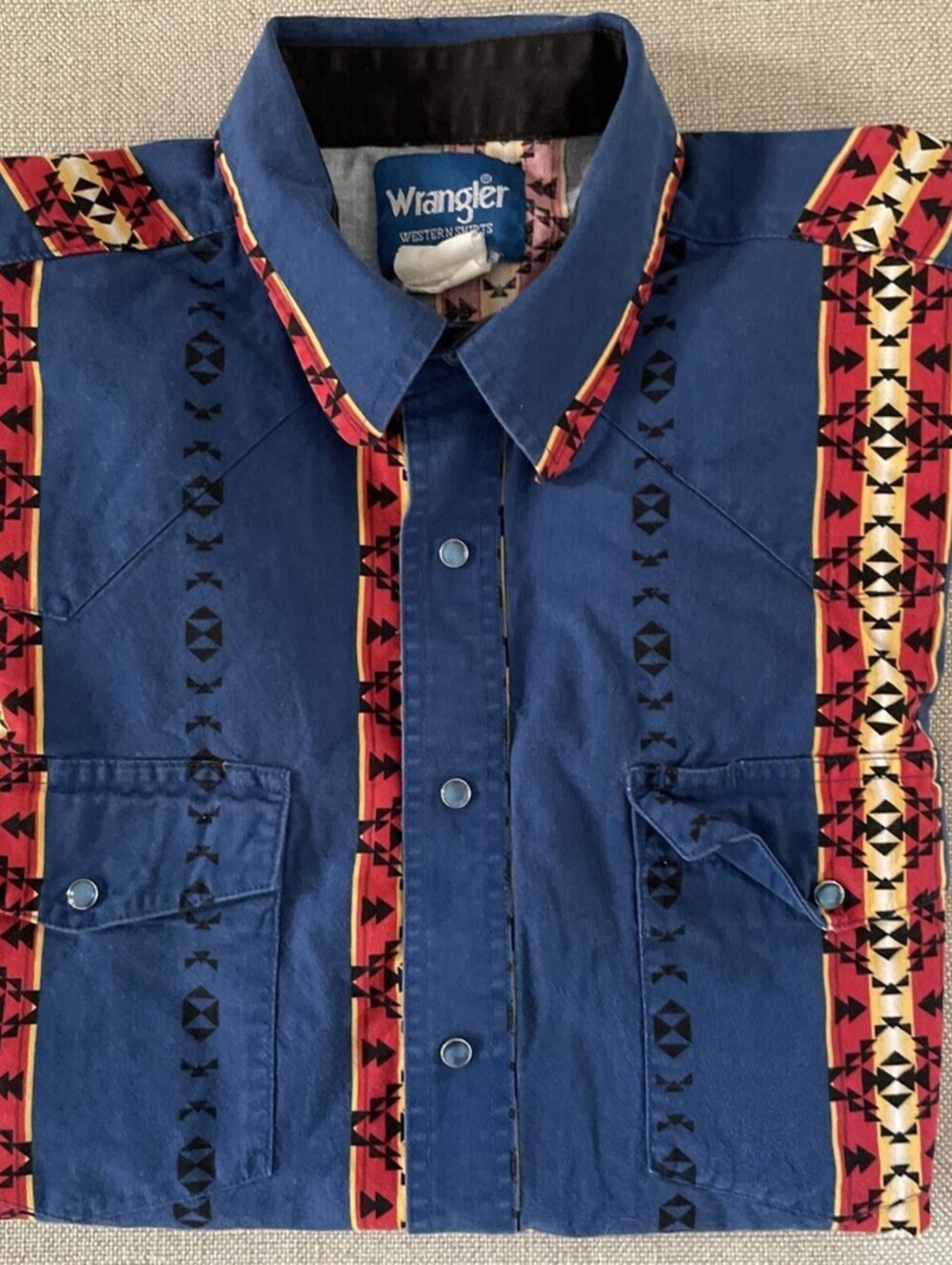 Vintage Wrangler Western Brushpopper Aztec Short Sleeve L